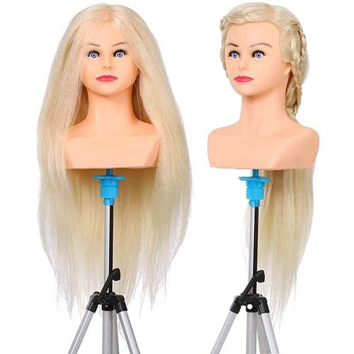 26 Inch 90% Real Hair Training Model Hair Style Practice Dummy Head