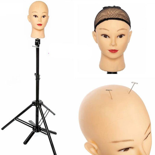 Hairless female mannequin head for wig stands and hat displays