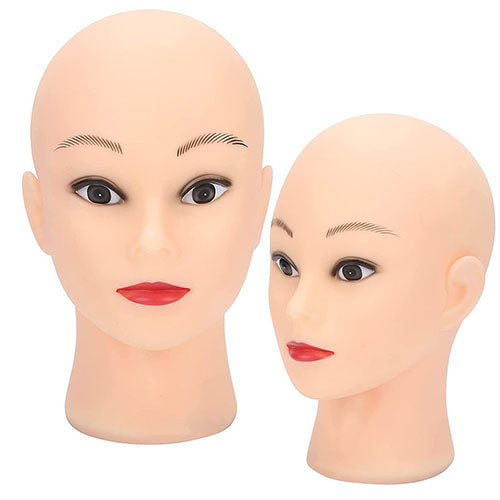 Hairless female mannequin head for wig stands and hat displays