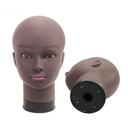 African bald mannequin head black female training head