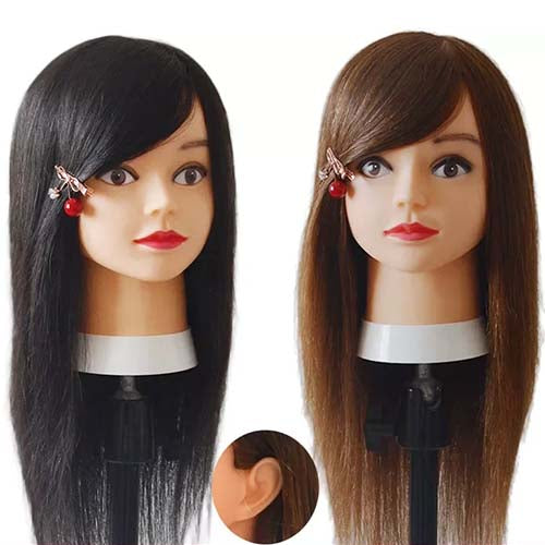Mannequin head 100% real hair hairdresser training head modeling dummy head