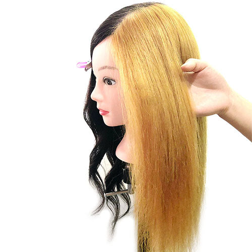 Mannequin head 100% real hair hairdresser training head modeling dummy head