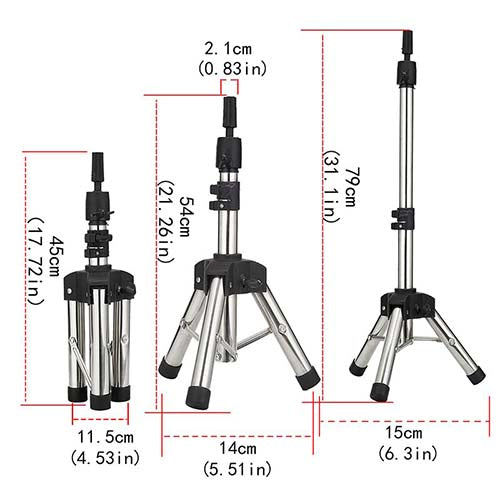 70cm adjustable mannequin head tripod training head model stand