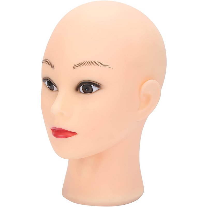 Hairless female mannequin head for wig stands and hat displays